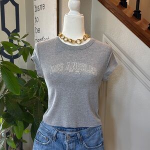 Gray Los Angeles Ribbed Graphic Tee ✨